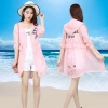 Women's mid-length sun-protective clothing, UV-resistant, summer new Korean-style loose ultra-thin lace-up hooded waist-cinching jacket, trendy Item Picture
